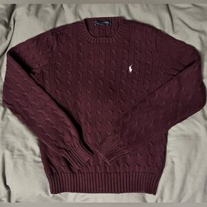 Ralph Lauren Burgundy Cable Knit Sweater